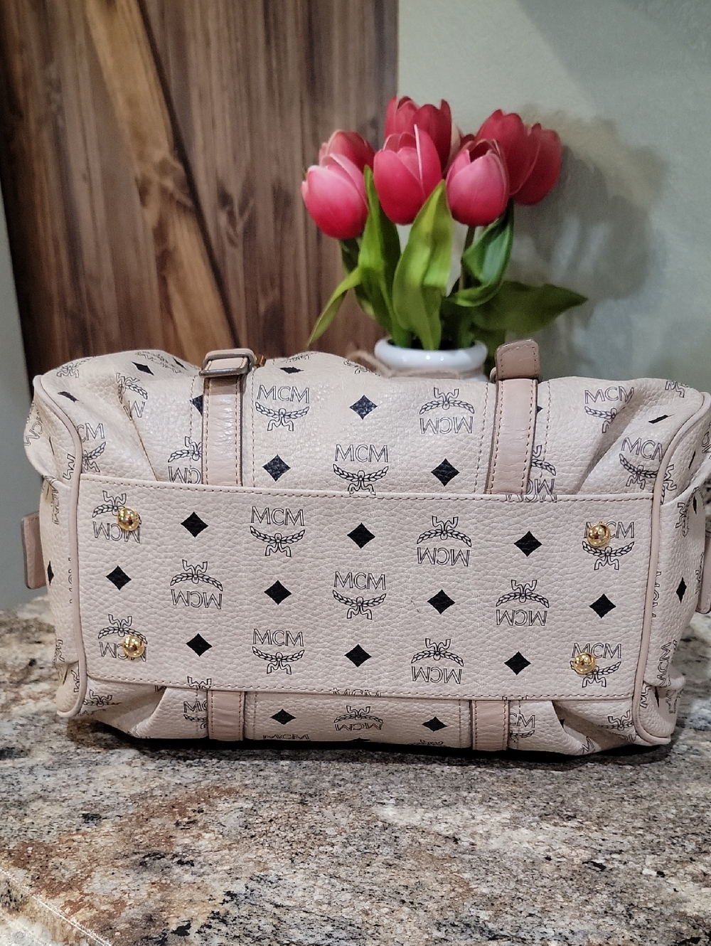 MCM EUC Visetos Buckled Boston Bag like new - Picture 10 of 14
